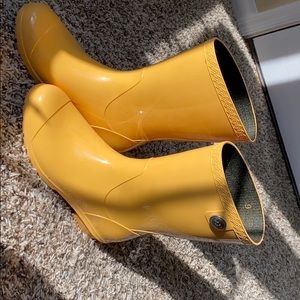 Yellow UGG rain boots